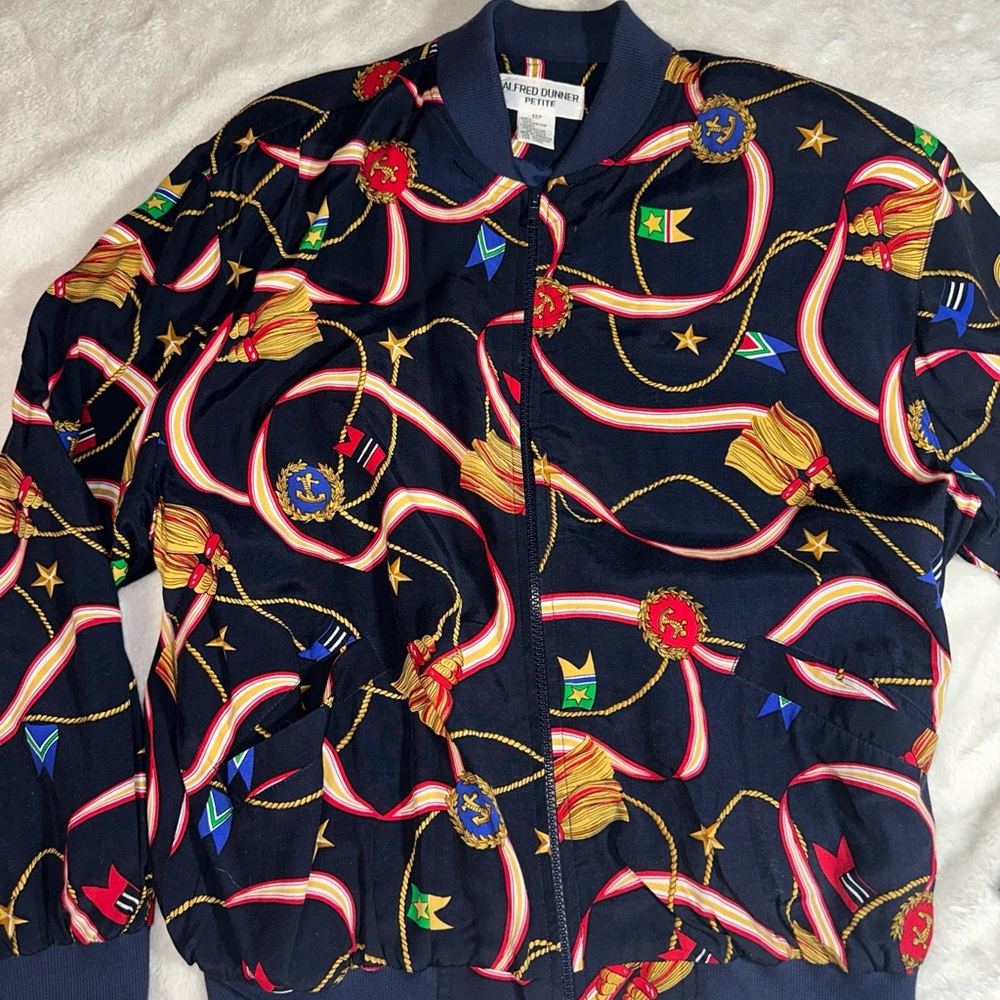 Alfred Dunner Navy Jacket with Red and Gold Accents